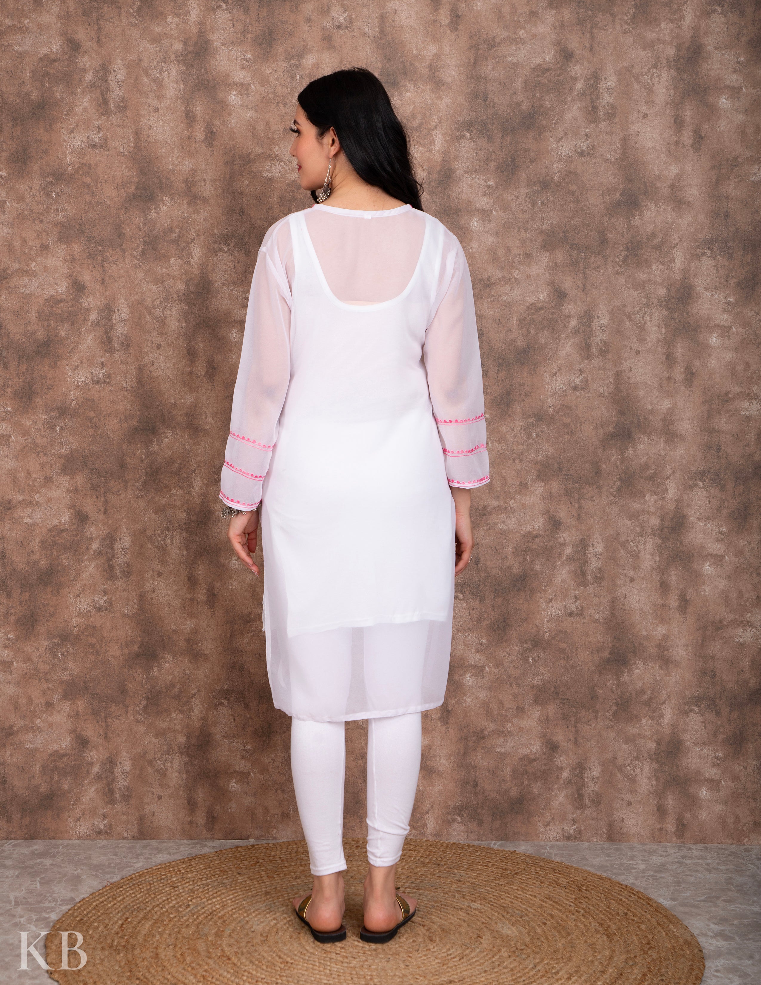 Attractive Georgette Fabric White Color Chikankari Work Kurti | Churidar  designs, Kurti designs, Sleeveless kurti designs